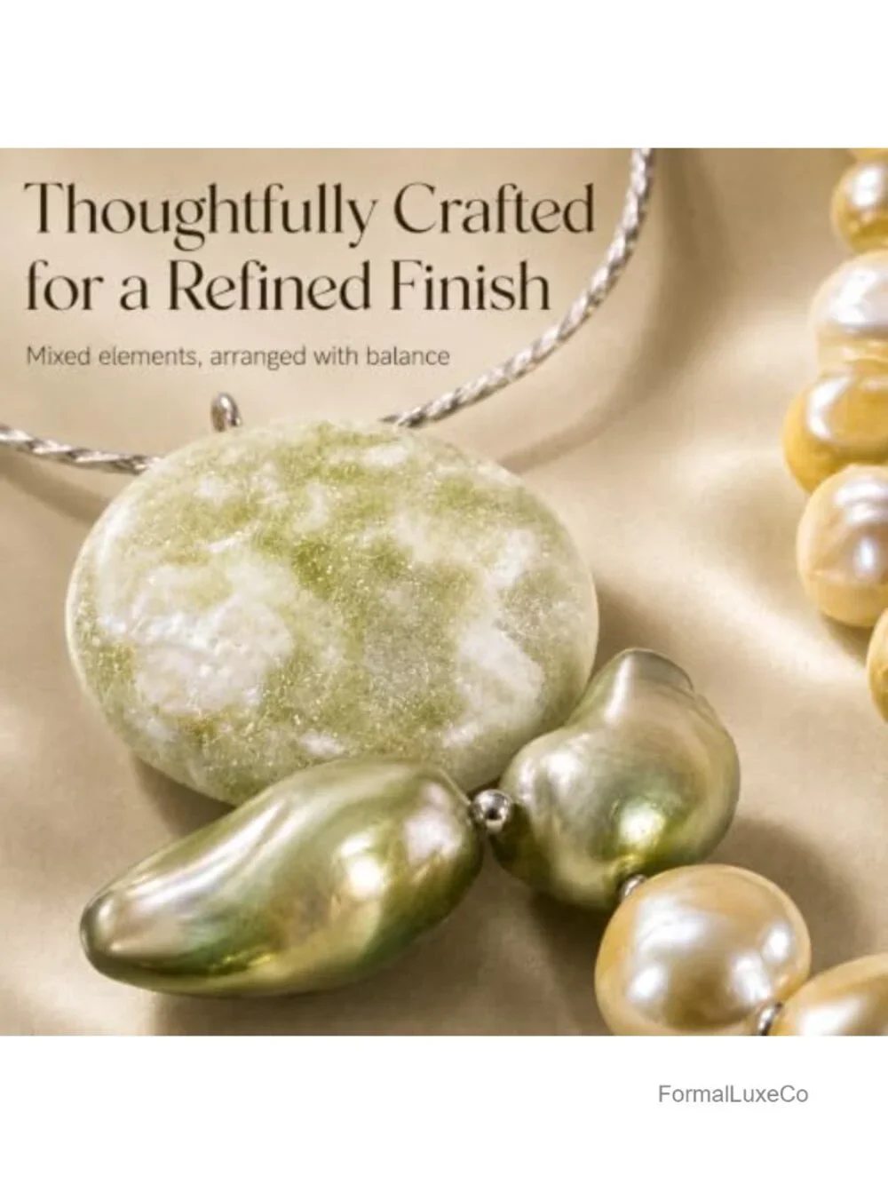 Handmade Freshwater Pearl Necklace Silver Beads 30 Inch Strand Gift for Women